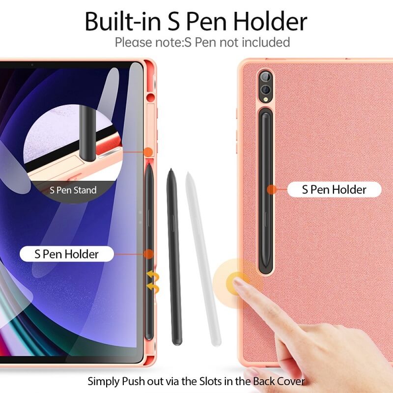 Калъф с Pen Поставка за Samsung Tab S10 Plus/ S9 Plus 12.4", Dux Ducis Domo Case, Розов (2)