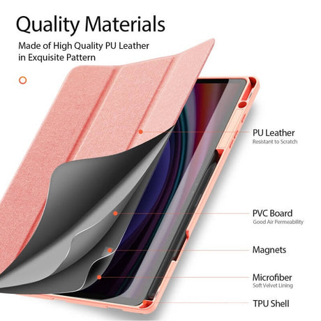 Калъф с Pen Поставка за Samsung Tab S10 Plus/ S9 Plus 12.4", Dux Ducis Domo Case, Розов (4)
