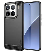 Противоударен Калъф за Xiaomi 15 Pro, Premium Carbon Case, Черен
