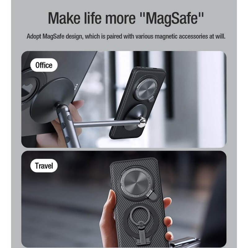 Magsafe Калъф за Honor Magic 7 Pro, Nillkin CamShield Prop Case, Черен (8)