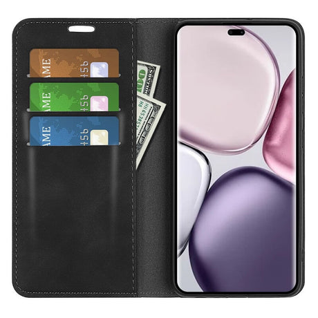 Кожен Калъф с Джобове за Honor Magic 7 Lite, Wallet Book Case, Черен (3)