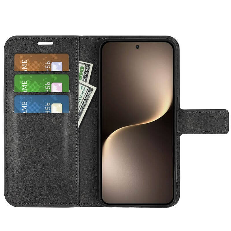 Кожен Калъф с Джобове за Honor Magic 7, Wallet Book Case, Черен (3)