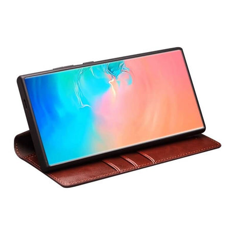 Кожен Калъф за Samsung S25 Ultra, Qialino Book Case, Кафяв (2)