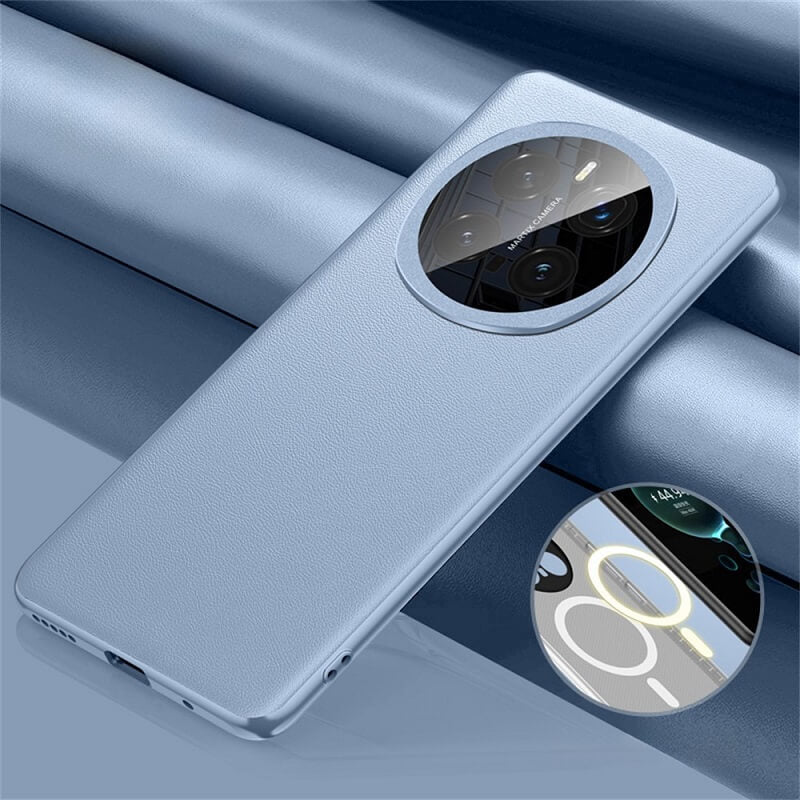 Magsafe Кожен Калъф за Honor Magic 7 Pro, Leather Case, Син