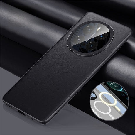 Magsafe Кожен Калъф за Honor Magic 7 Pro, Leather Case, Черен