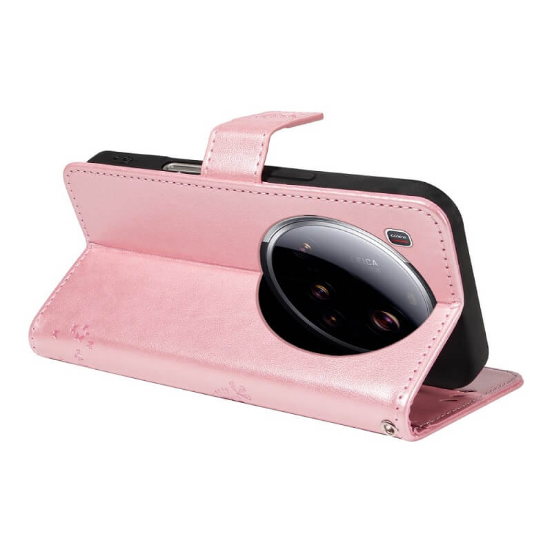 Кожен Калъф с Джобове за Xiaomi 15 Ultra, Wallet Book Case, Розов (7)