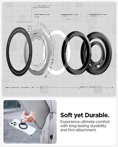 Magsafe Адаптер с Пръстен, Spigen Dual Pop Phone Holder, Черен (7)