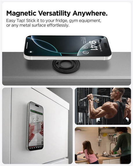 Magsafe Адаптер с Пръстен, Spigen Dual Pop Phone Holder, Черен (5)