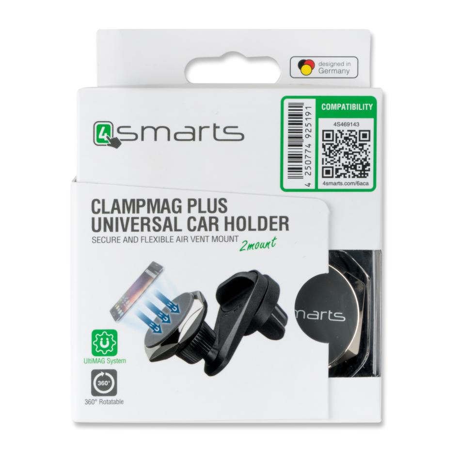 Стойка за Кола Магнитна, 4Smarts Holder Clampmag Chrome, Черен (5)