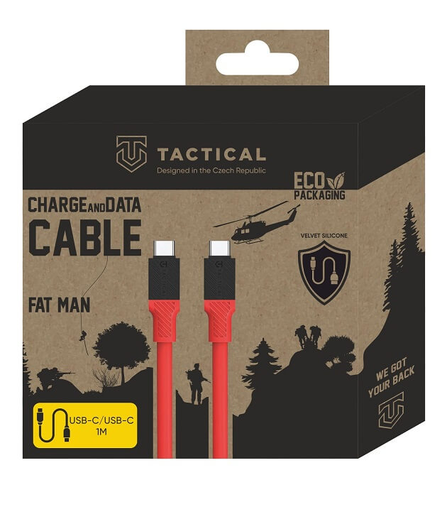 USB-C Кабел за iPhone, Tactical Fat Man USB-C to USB-C 60W 1m, Червен (2)