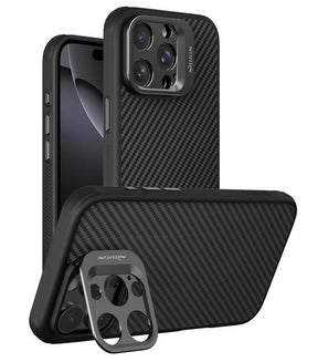 Magsafe Калъф за iPhone 16 Pro Max, Nillkin Aramid Fiber CarboProp Kickstand Case, Черен