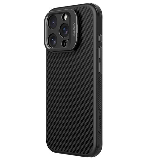 Magsafe Калъф за iPhone 16 Pro, Nillkin Aramid Fiber CarboProp Kickstand Case, Черен (3)