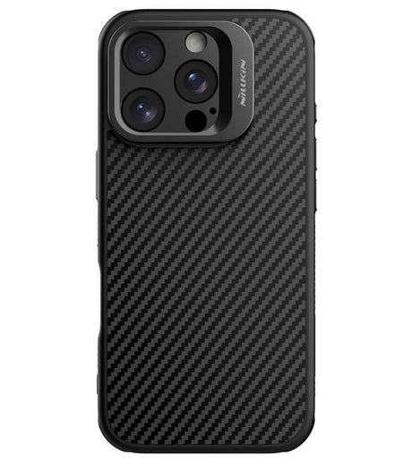 Magsafe Калъф за iPhone 16 Pro, Nillkin Aramid Fiber CarboProp Kickstand Case, Черен (2)