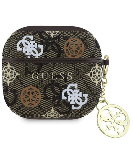 Калъф за Apple AirPods 4, Guess PU 4G Peony Charm Case, Кафяв