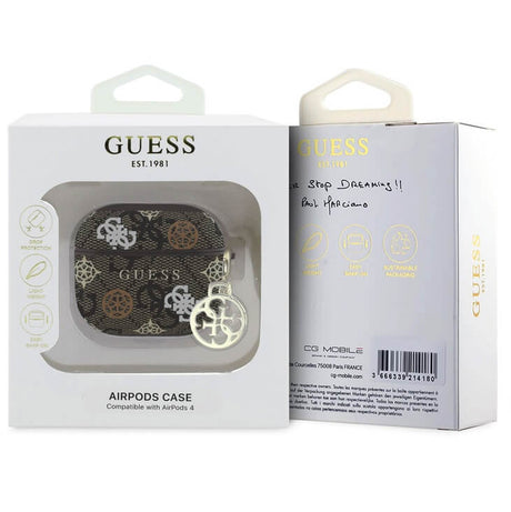 Калъф за Apple AirPods 4, Guess PU 4G Peony Charm Case, Кафяв (3)