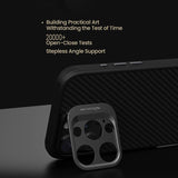 Magsafe Калъф за iPhone 16 Pro Max, Nillkin Aramid Fiber CarboProp Kickstand Case, Черен (4)