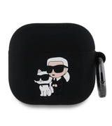 Калъф за Apple Airpods 4, Karl Lagerfeld 3D Logo NFT Silicone Body Case, Черен