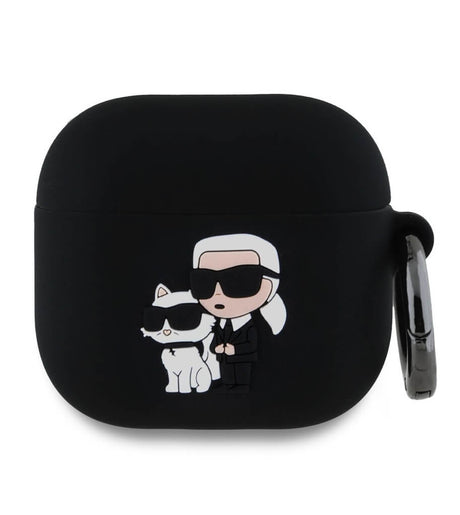 Калъф за Apple Airpods 4, Karl Lagerfeld 3D Logo NFT Silicone Body Case, Черен