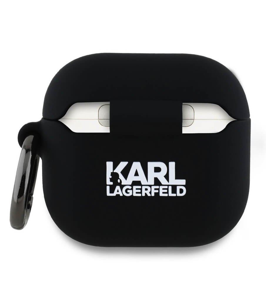 Калъф за Apple Airpods 4, Karl Lagerfeld 3D Logo NFT Silicone Body Case, Черен (2)