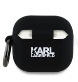 Калъф за Apple Airpods 4, Karl Lagerfeld 3D Logo NFT Silicone Body Case, Черен (2)