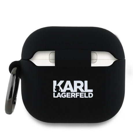Калъф за Apple Airpods 4, Karl Lagerfeld 3D Logo NFT Silicone Body Case, Черен (2)