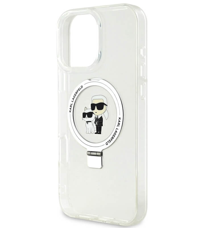 Magsafe Калъф с Поставка за iPhone 16 Pro, Karl Lagerfeld Ringstand Heads Case, Прозрачен (5)