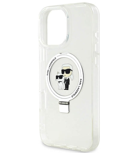 Magsafe Калъф с Поставка за iPhone 16 Pro, Karl Lagerfeld Ringstand Heads Case, Прозрачен (5)