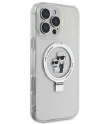 Magsafe Калъф с Поставка за iPhone 16 Pro, Karl Lagerfeld Ringstand Heads Case, Прозрачен (4)