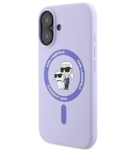 Magsafe Калъф за iPhone 16, Karl Lagerfeld Karl&Choupette Heads Ring Case, Лилав (2)