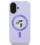 Magsafe Калъф за iPhone 16, Karl Lagerfeld Karl&Choupette Heads Ring Case, Лилав