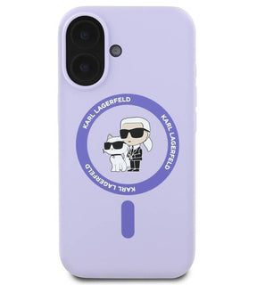 Magsafe Калъф за iPhone 16, Karl Lagerfeld Karl&Choupette Heads Ring Case, Лилав
