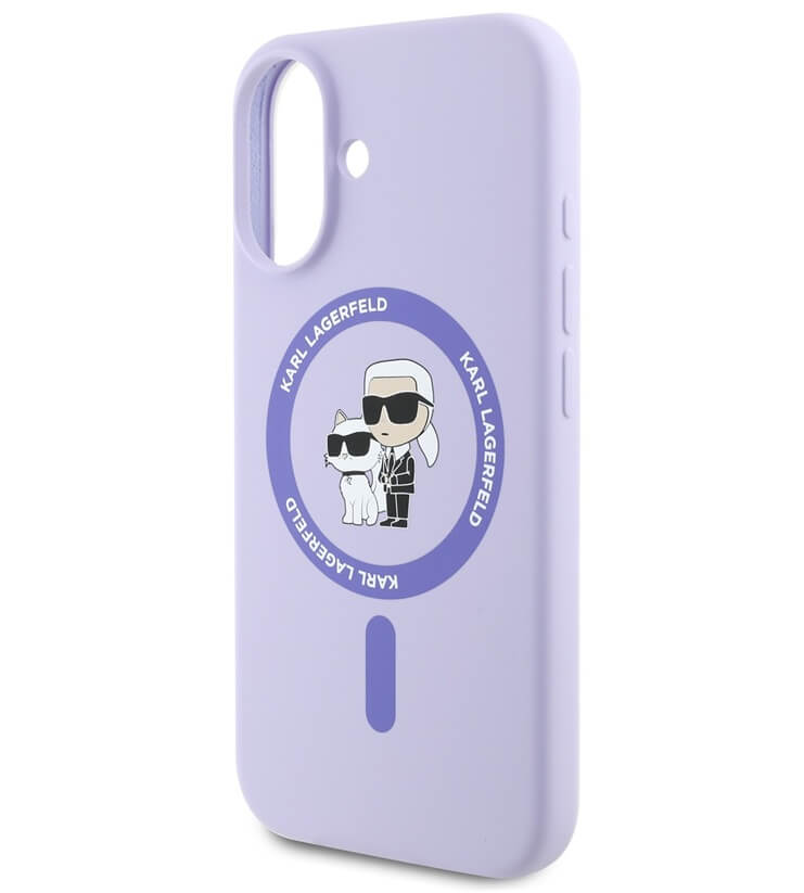 Magsafe Калъф за iPhone 16, Karl Lagerfeld Karl&Choupette Heads Ring Case, Лилав (4)