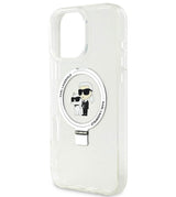Magsafe Калъф с Поставка за iPhone 16 Pro Max, Karl Lagerfeld Ringstand Heads Case, Прозрачен (5)