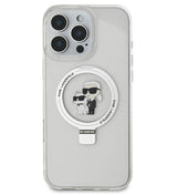 Magsafe Калъф с Поставка за iPhone 16 Pro Max, Karl Lagerfeld Ringstand Heads Case, Прозрачен (2)