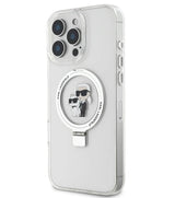 Magsafe Калъф с Поставка за iPhone 16 Pro Max, Karl Lagerfeld Ringstand Heads Case, Прозрачен (3)