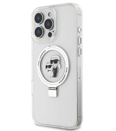 Magsafe Калъф с Поставка за iPhone 16 Pro Max, Karl Lagerfeld Ringstand Heads Case, Прозрачен (3)