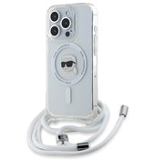 Magsafe Калъф с Връзка за iPhone 15 Pro, Karl Lagerfeld IML Crossbody Karl Head Case, Прозрачен (2)