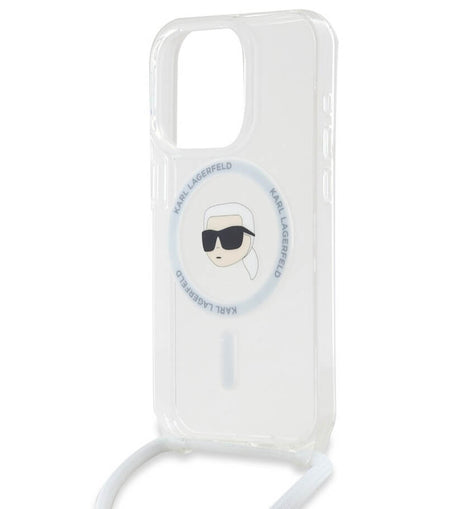 Magsafe Калъф с Връзка за iPhone 15 Pro, Karl Lagerfeld IML Crossbody Karl Head Case, Прозрачен (3)