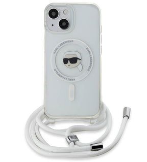 Magsafe Калъф с Връзка за iPhone 15, Karl Lagerfeld IML Crossbody Karl Head Case, Прозрачен