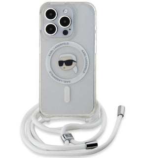 Magsafe Калъф с Връзка за iPhone 15 Pro, Karl Lagerfeld IML Crossbody Karl Head Case, Прозрачен