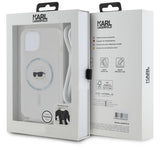 Magsafe Калъф с Връзка за iPhone 15, Karl Lagerfeld IML Crossbody Karl Head Case, Прозрачен (4)