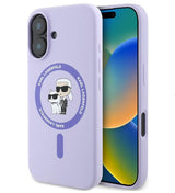 Magsafe Калъф за iPhone 16, Karl Lagerfeld Karl&Choupette Heads Ring Case, Лилав (3)