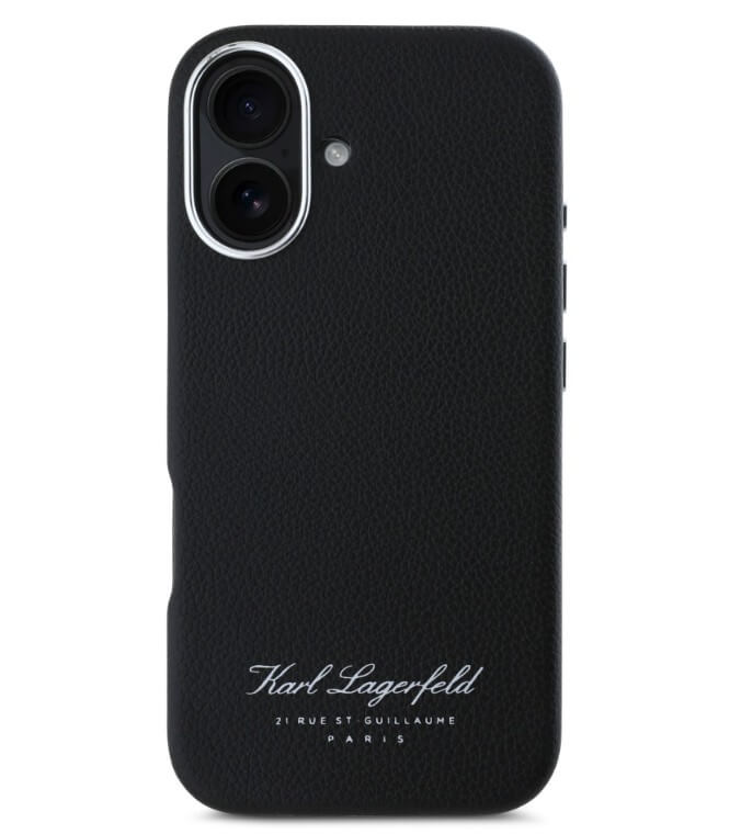 Кожен Калъф за iPhone 16, Karl Lagerfeld Grained PU Hotel RSG Case, Черен