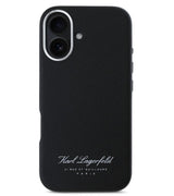 Кожен Калъф за iPhone 16, Karl Lagerfeld Grained PU Hotel RSG Case, Черен