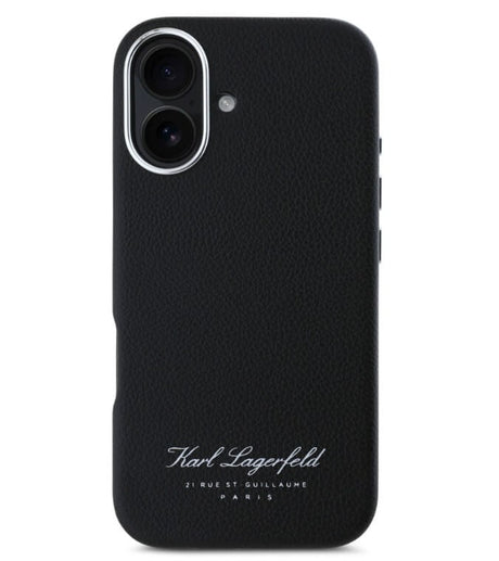 Кожен Калъф за iPhone 16, Karl Lagerfeld Grained PU Hotel RSG Case, Черен