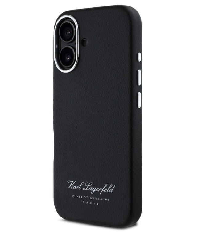 Кожен Калъф за iPhone 16, Karl Lagerfeld Grained PU Hotel RSG Case, Черен (2)