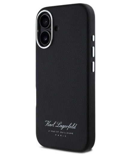 Кожен Калъф за iPhone 16, Karl Lagerfeld Grained PU Hotel RSG Case, Черен (2)