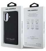 Кожен Калъф за iPhone 16, Karl Lagerfeld Grained PU Hotel RSG Case, Черен (5)