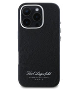 Кожен Калъф за iPhone 16 Pro, Karl Lagerfeld Grained PU Hotel RSG Case, Черен