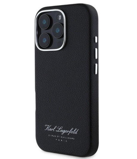Кожен Калъф за iPhone 16 Pro, Karl Lagerfeld Grained PU Hotel RSG Case, Черен (2)
